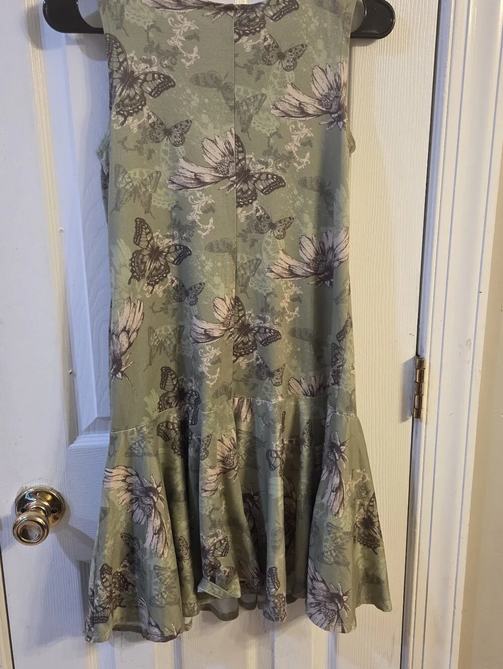 Bonnie Jean Girls Green Butterfly & Floral Print Sleeveless Drop-Waist Dress Siz